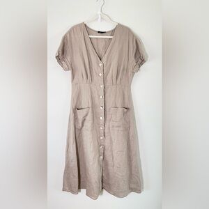 Quince 100% linen button front midi dress size L Lagenlook